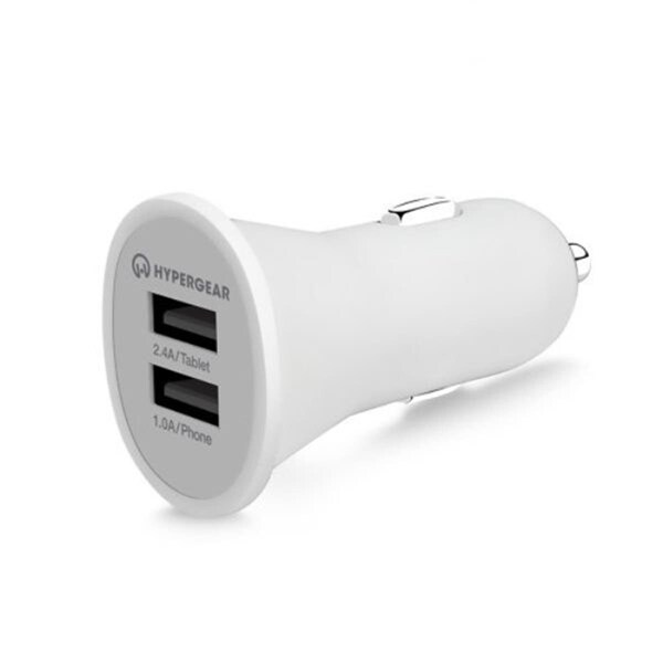 Ezgeneration Dual USB 2.4A Rubberized Vehicle Charger Gen-2 White EZ3550380 - main